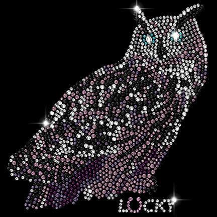 "PINK OWL" RH - RHINESTONES by Lucky Gambler <font face="Times New Roman"><i> 637 </i></font>